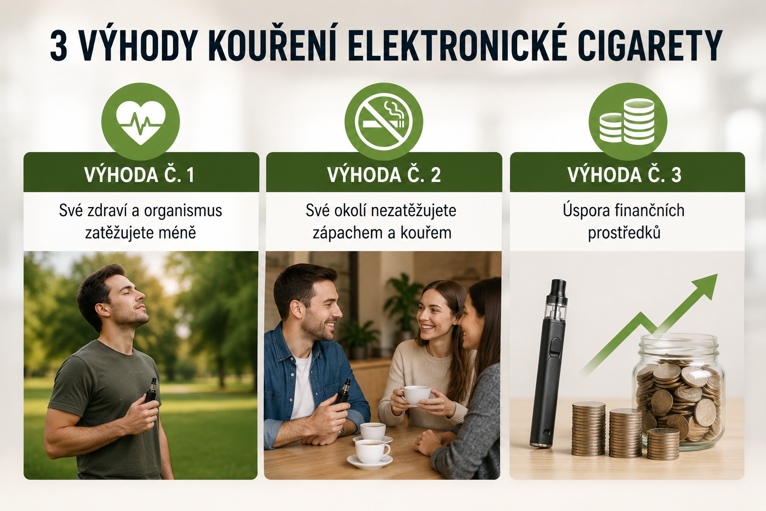 Tři výhody kouření elektronické cigarety
